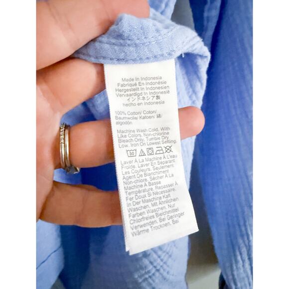 J.Crew Factory | NWT Double-gauze Button-up Shirt For Women in Blue | Sz PM - Picture 6 of 8